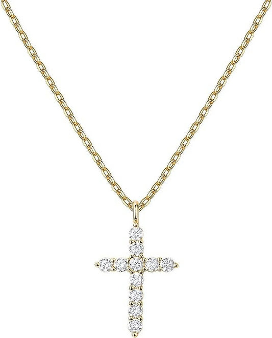 14K White Gold Plated Cross Necklace for Women | Cross Pendant | Gold Necklaces for Women