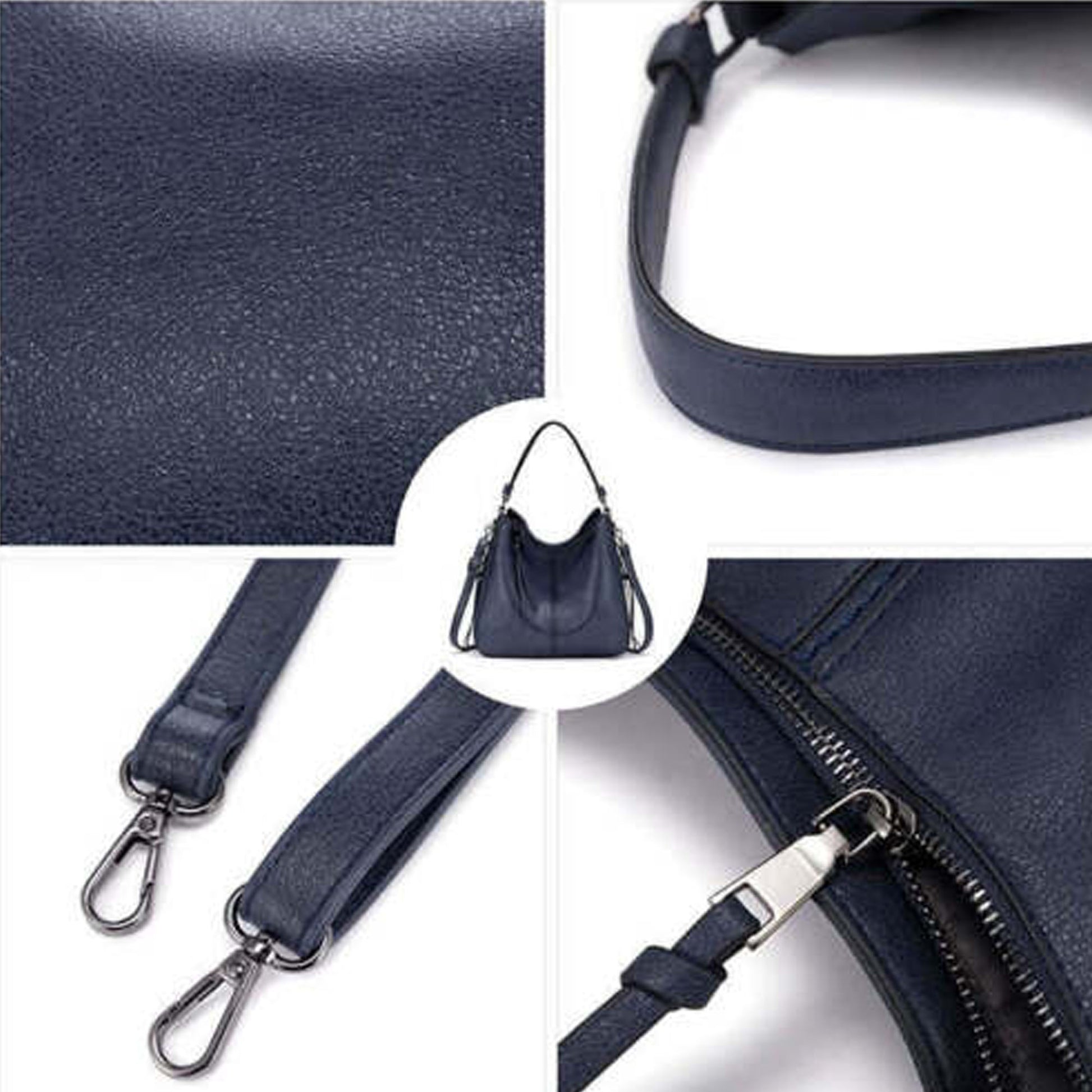 Handbags for Women Large Designer Ladies Hobo Bag Bucket Purse Faux Leather-Dark Blue