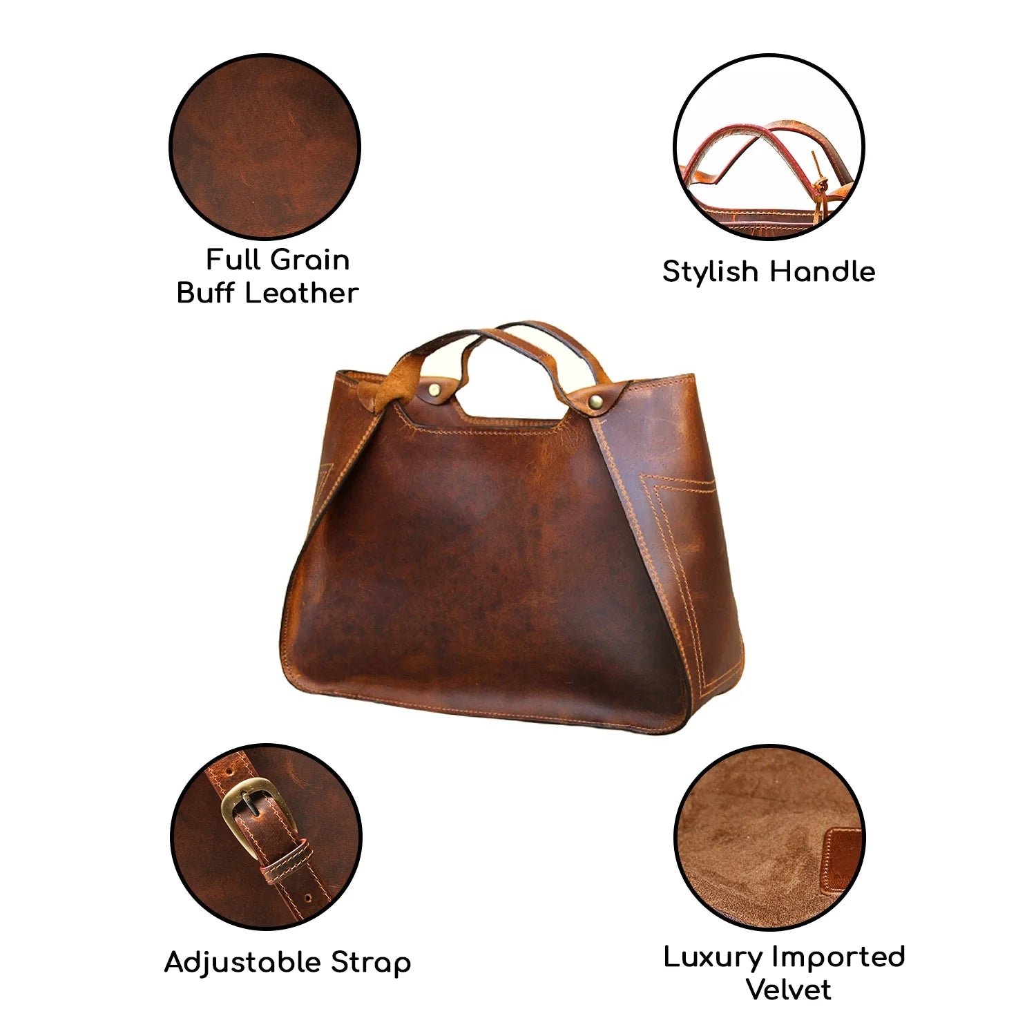 Genuine Full Grain Leather Shoulder Tote Bag for Women Large Handbag Designer Ladies Purse Satchel Travel Bag (Camel Brown Tote Bag)…