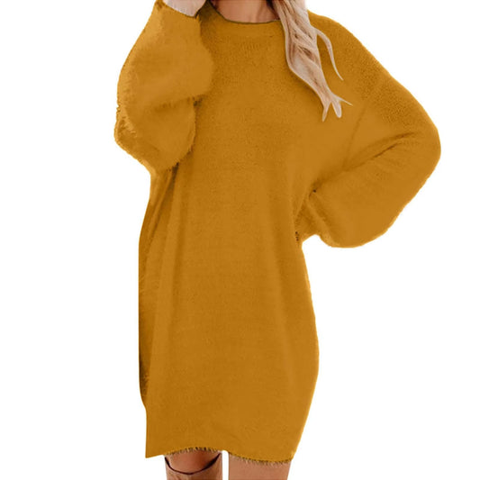 Women Winter Sweater Knit Crewneck Warm Long Sleeve Casual Sweatshirts Dress